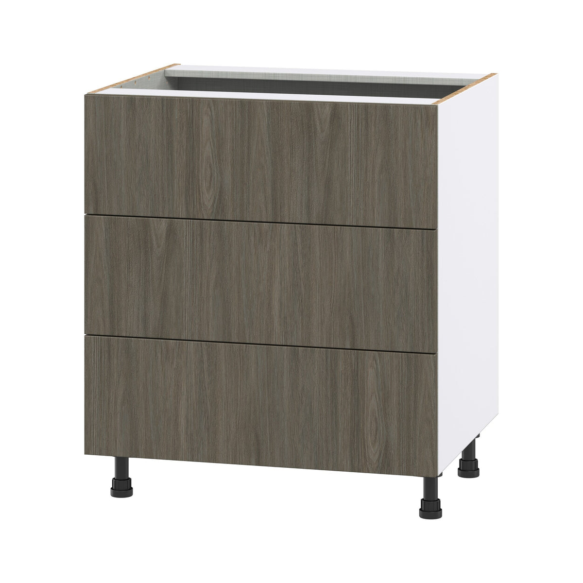 Hugo&Borg Savane 30-in W x 34.5-in H x 24-in D Textmel 3-Drawer Base Fully Assembled Cabinet (Flat Panel Style)