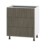 Hugo&Borg Savane 30-in W x 34.5-in H x 24-in D Textmel 3-Drawer Base Fully Assembled Cabinet (Flat Panel Style)