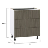 Hugo&Borg Savane 30-in W x 34.5-in H x 24-in D Textmel 3-Drawer Base Fully Assembled Cabinet (Flat Panel Style)