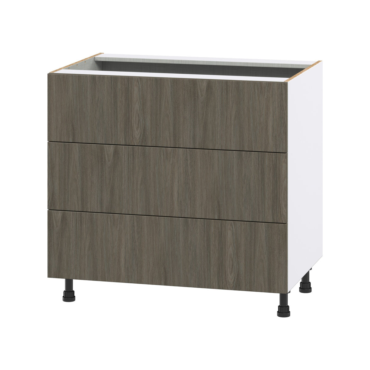 Hugo&Borg Savane 36-in W x 34.5-in H x 24-in D Textmel 3-Drawer Base Fully Assembled Cabinet (Flat Panel Style)
