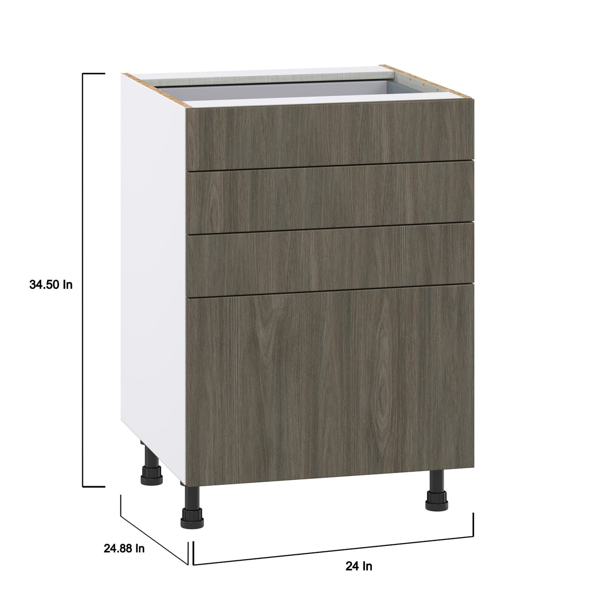 Hugo&Borg Savane 24-in W x 34.5-in H x 24-in D Textmel 4-Drawer Base Fully Assembled Cabinet (Flat Panel Style)