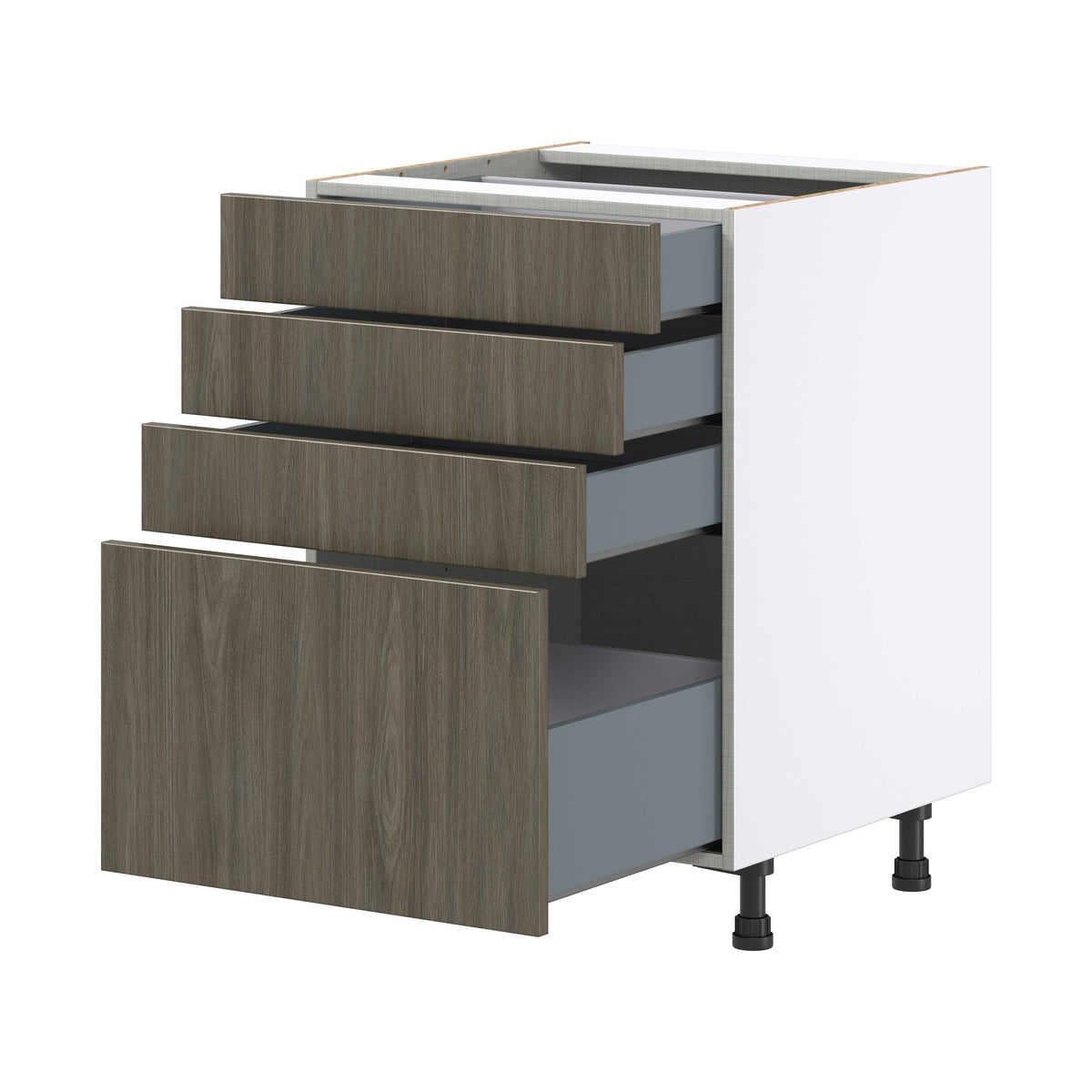 Hugo&Borg Savane 24-in W x 34.5-in H x 24-in D Textmel 4-Drawer Base Fully Assembled Cabinet (Flat Panel Style)
