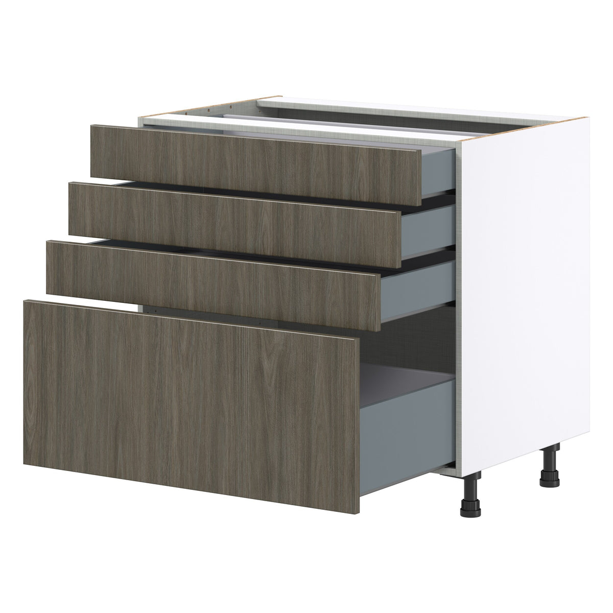 Hugo&Borg Savane 36-in W x 34.5-in H x 24-in D Textmel 4-Drawer Base Fully Assembled Cabinet (Flat Panel Style)