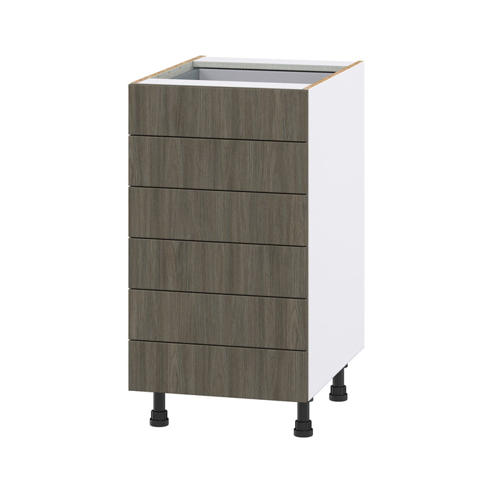 Hugo&Borg Savane 18-in W x 34.5-in H x 24-in D Textmel 6-Drawer Base Fully Assembled Cabinet (Flat Panel Style)