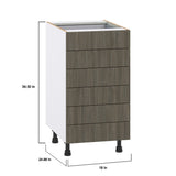 Hugo&Borg Savane 18-in W x 34.5-in H x 24-in D Textmel 6-Drawer Base Fully Assembled Cabinet (Flat Panel Style)