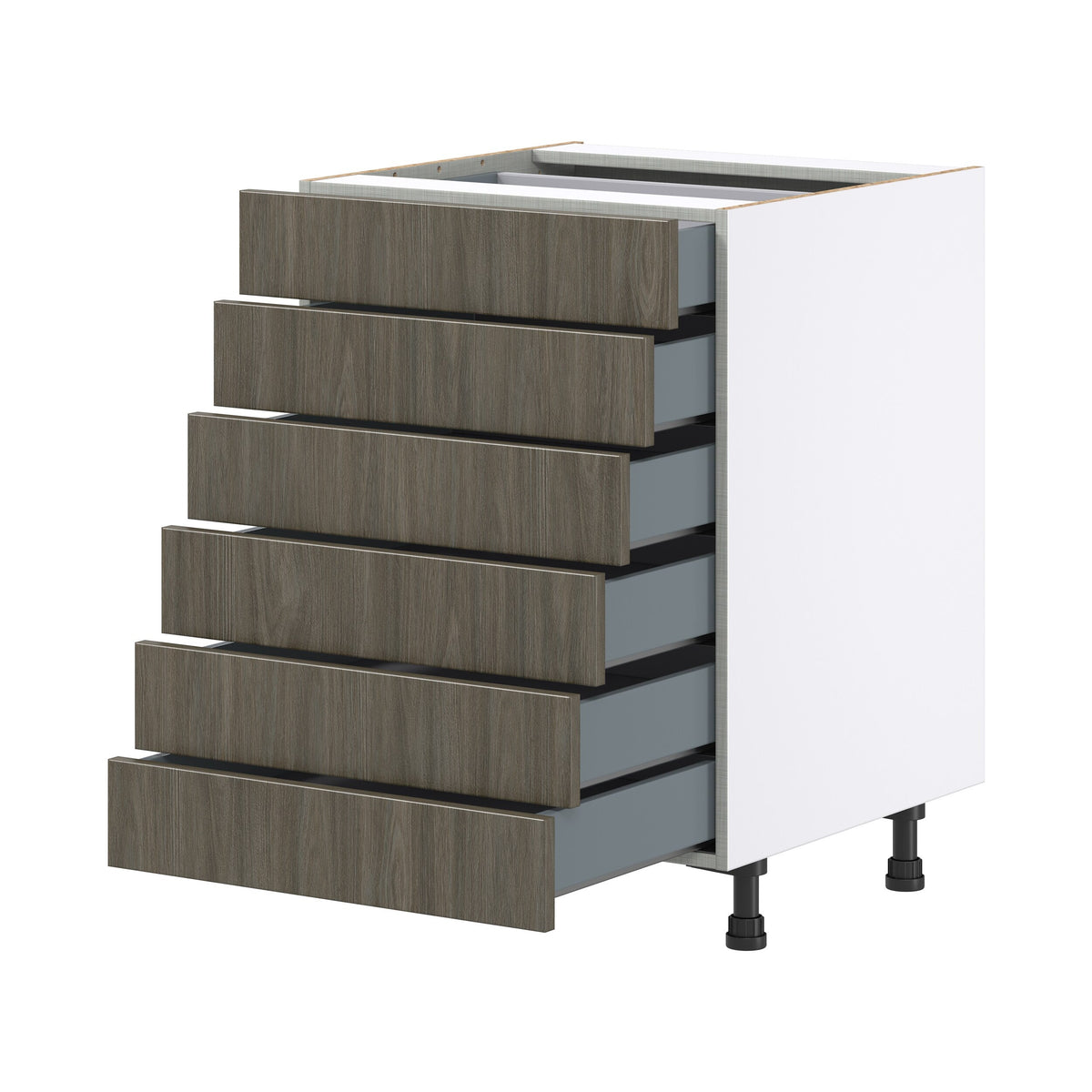 Hugo&Borg Savane 24-in W x 34.5-in H x 24-in D Textmel 6-Drawer Base Fully Assembled Cabinet (Flat Panel Style)