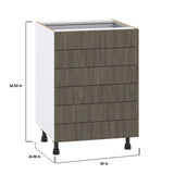 Hugo&Borg Savane 24-in W x 34.5-in H x 24-in D Textmel 6-Drawer Base Fully Assembled Cabinet (Flat Panel Style)