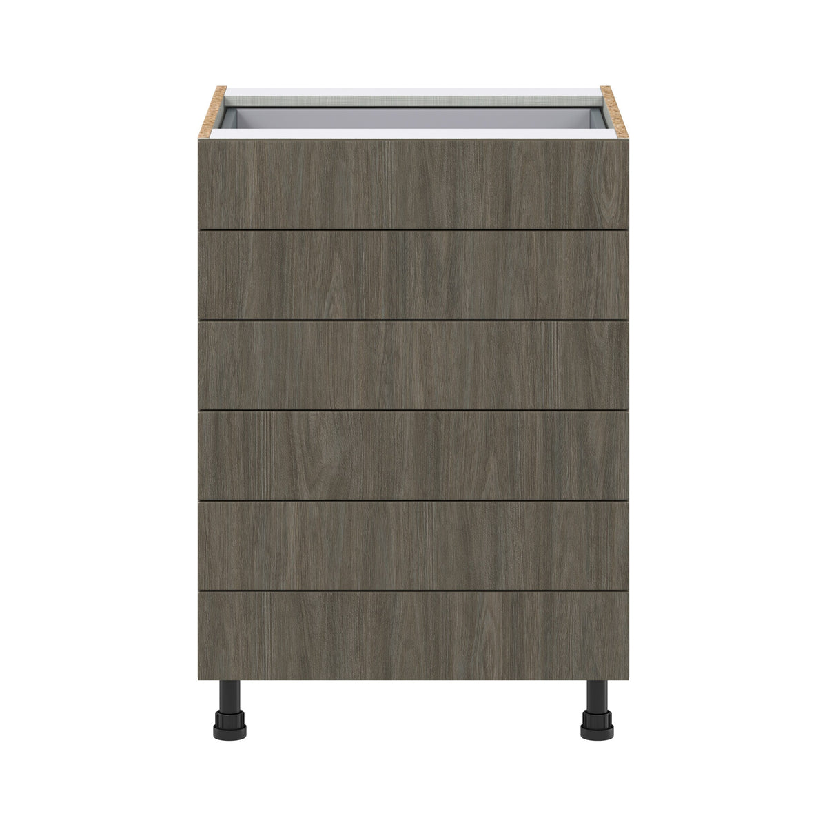 Hugo&Borg Savane 24-in W x 34.5-in H x 24-in D Textmel 6-Drawer Base Fully Assembled Cabinet (Flat Panel Style)