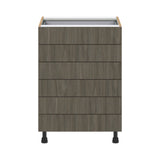 Hugo&Borg Savane 24-in W x 34.5-in H x 24-in D Textmel 6-Drawer Base Fully Assembled Cabinet (Flat Panel Style)
