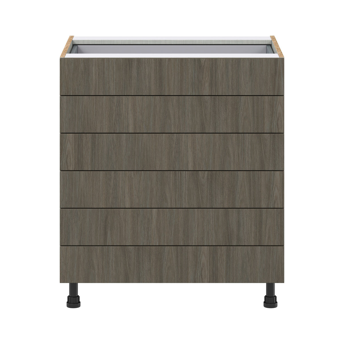 Hugo&Borg Savane 30-in W x 34.5-in H x 24-in D Textmel 6-Drawer Base Fully Assembled Cabinet (Flat Panel Style)