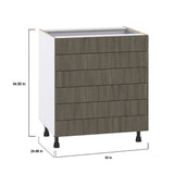 Hugo&Borg Savane 30-in W x 34.5-in H x 24-in D Textmel 6-Drawer Base Fully Assembled Cabinet (Flat Panel Style)