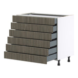 Hugo&Borg Savane 36-in W x 34.5-in H x 24-in D Textmel 6-Drawer Base Fully Assembled Cabinet (Flat Panel Style)