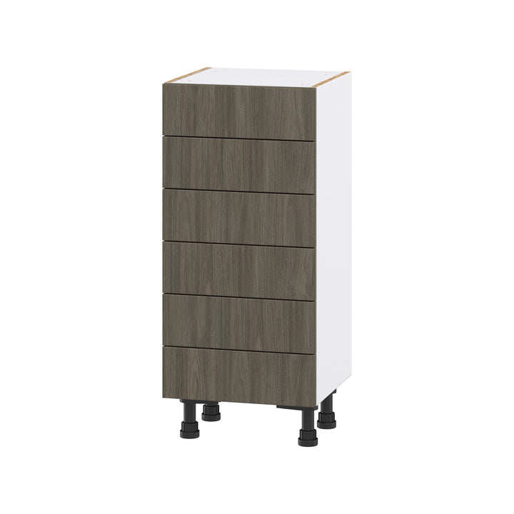 Hugo&Borg Savane 15-in W x 34.5-in H x 14-in D Textmel 6-Drawer Base Fully Assembled Cabinet (Flat Panel Style)