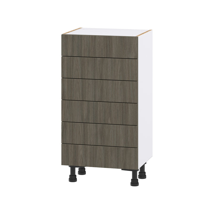 Hugo&Borg Savane 18-in W x 34.5-in H x 14-in D Textmel 6-Drawer Base Fully Assembled Cabinet (Flat Panel Style)