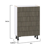 Hugo&Borg Savane 24-in W x 34.5-in H x 14-in D Textmel 6-Drawer Base Fully Assembled Cabinet (Flat Panel Style)
