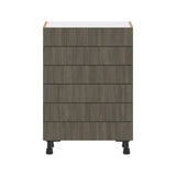 Hugo&Borg Savane 24-in W x 34.5-in H x 14-in D Textmel 6-Drawer Base Fully Assembled Cabinet (Flat Panel Style)