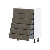 Hugo&Borg Savane 24-in W x 34.5-in H x 14-in D Textmel 6-Drawer Base Fully Assembled Cabinet (Flat Panel Style)