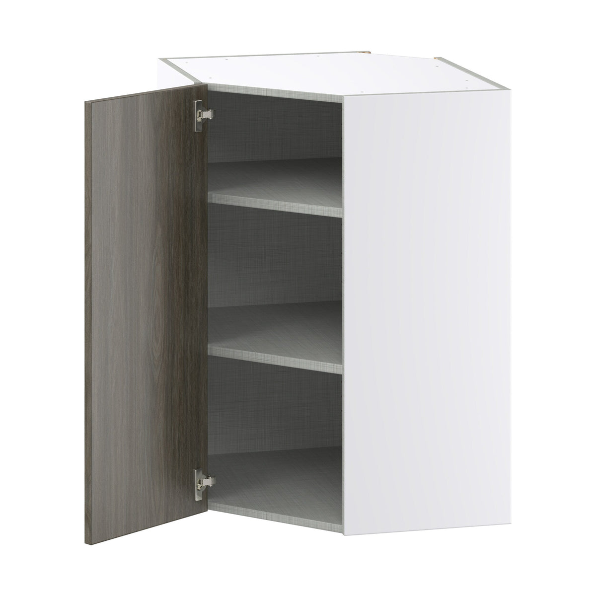 Hugo&Borg Savane 24-in W x 35-in H x 14-in D Textmel Diagonal Corner Wall Fully Assembled Cabinet (Flat Panel Slab Style)
