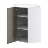 Hugo&Borg Savane 24-in W x 35-in H x 14-in D Textmel Diagonal Corner Wall Fully Assembled Cabinet (Flat Panel Slab Style)