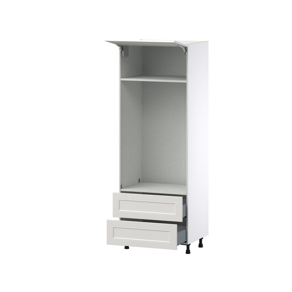 Hugo&Borg Belcourt 30-in W x 84.5-in H x 24-in D Gray Painted 2-Drawers Microwave Pantry Fully Assembled Cabinet (Recessed Panel Shaker Style)