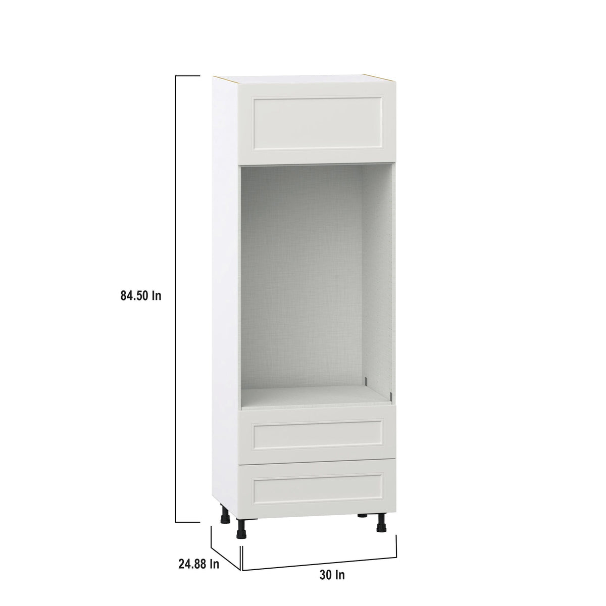 Hugo&Borg Belcourt 30-in W x 84.5-in H x 24-in D Gray Painted 2-Drawers Microwave Pantry Fully Assembled Cabinet (Recessed Panel Shaker Style)