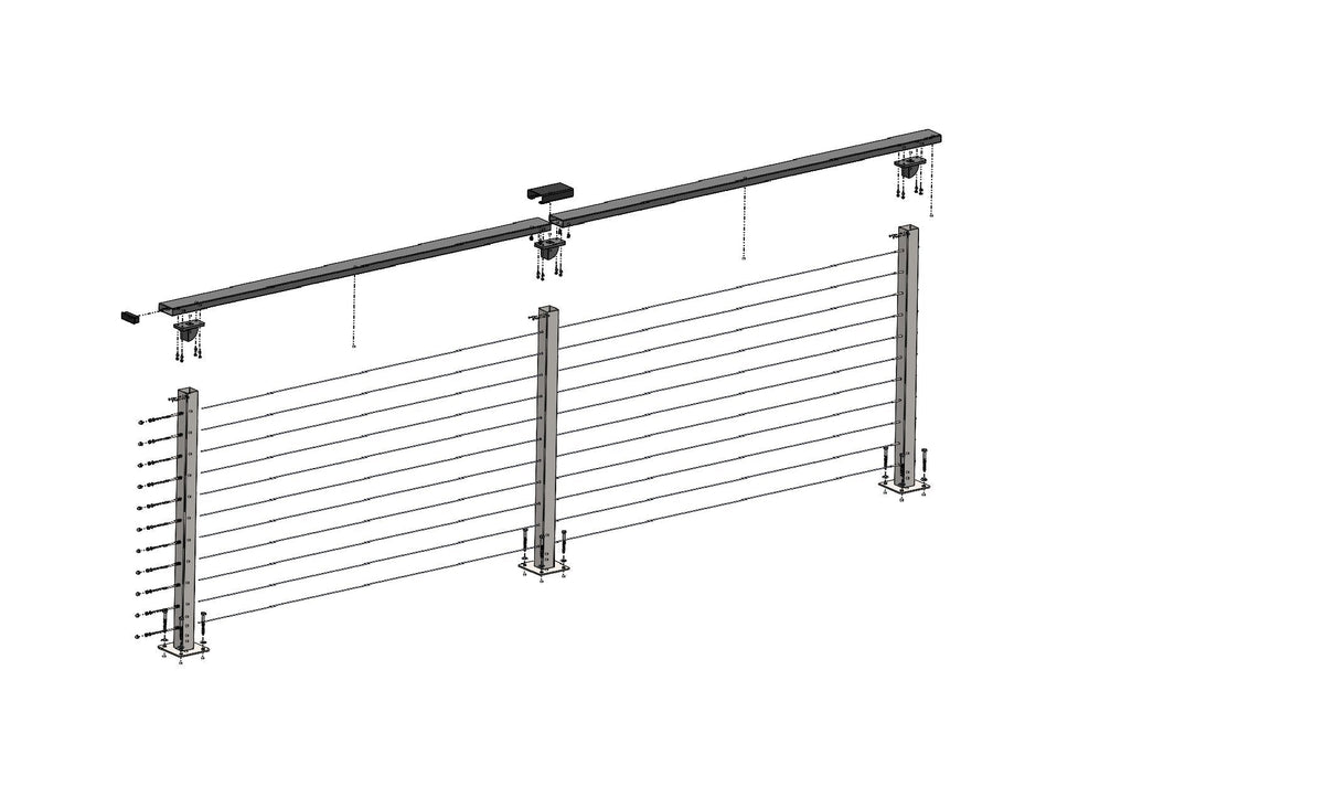 CityPost Deck Mount White Steel Deck Cable Rail Kit