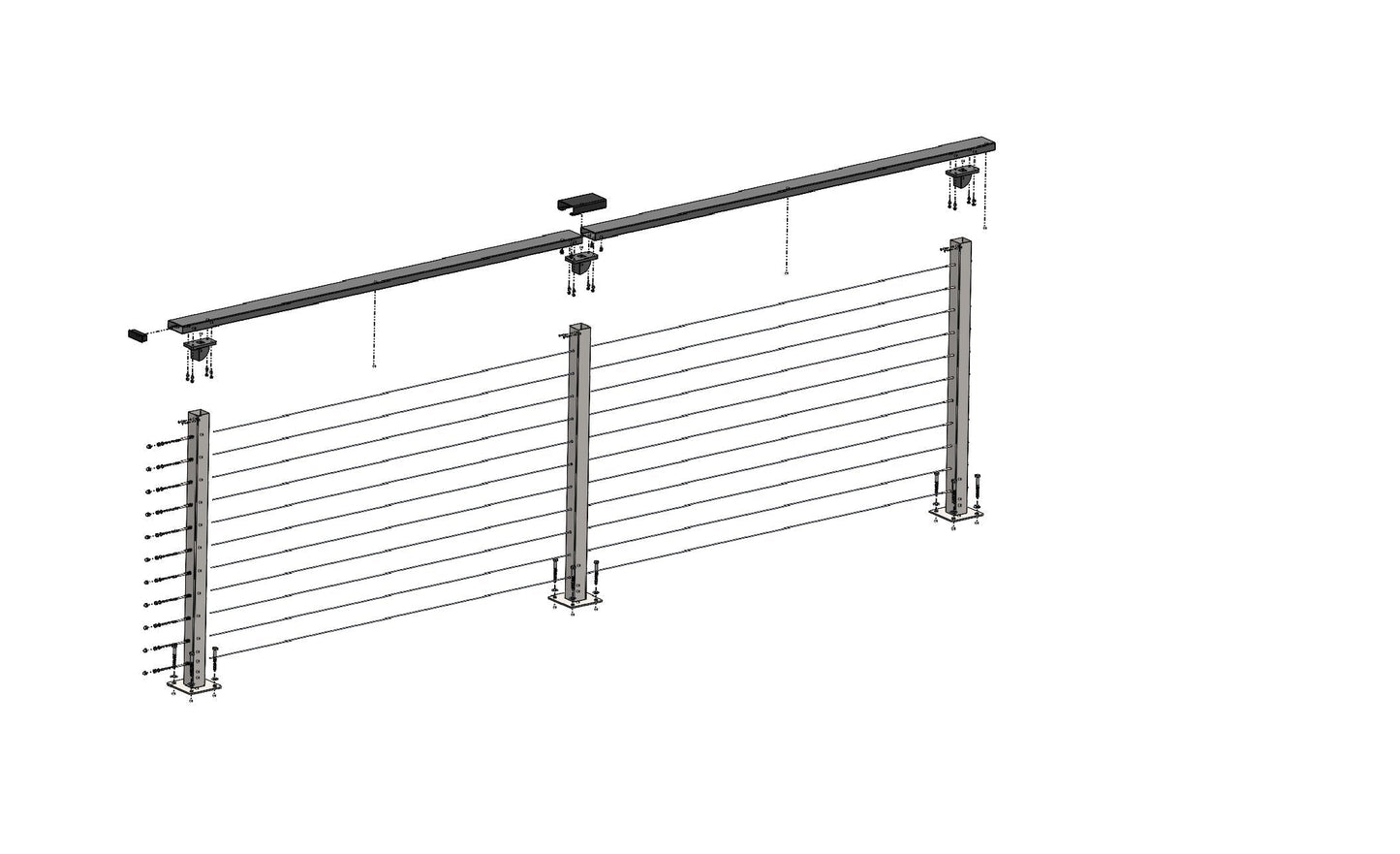 CityPost Deck Mount White Steel Deck Cable Rail Kit