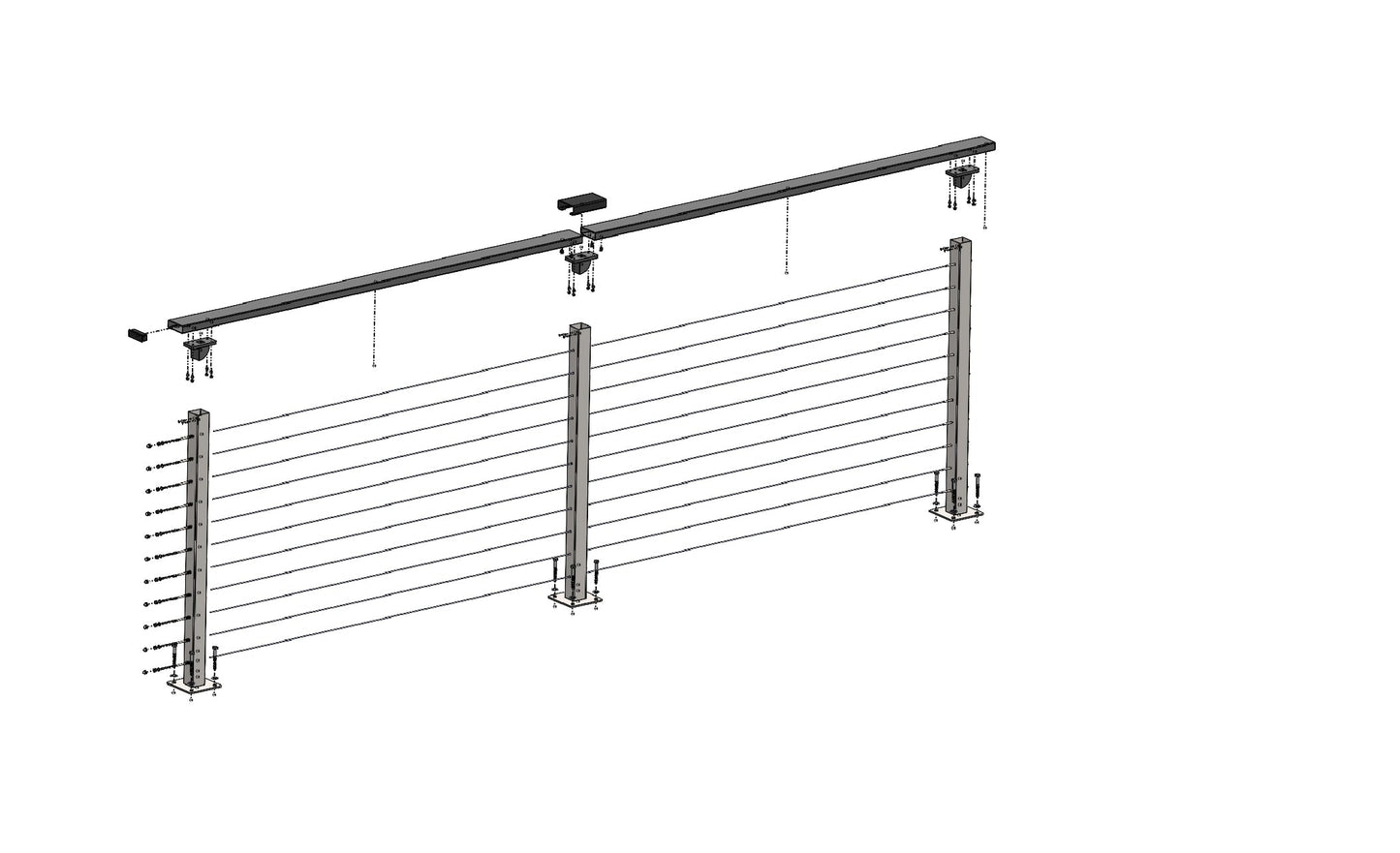 CityPost Deck Mount White Steel Deck Cable Rail Kit