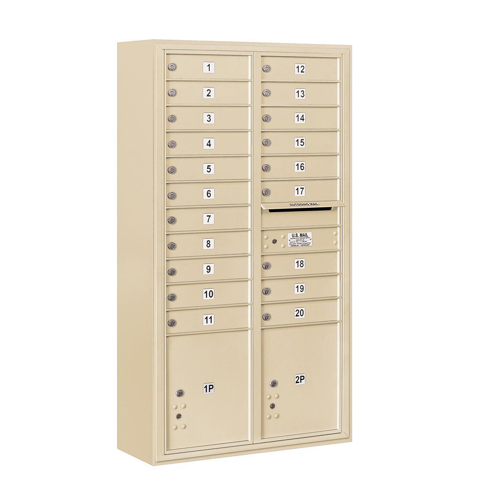 3800 Horizontal Series 20-Compartment with 2-Parcel Locker Surface Mount Mailbox - Super Arbor