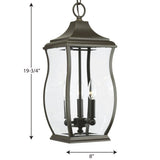 Progress Lighting Township 3-Light Oil Rubbed Bronze Transitional Beveled Glass Lantern Medium Outdoor Hanging Pendant Light
