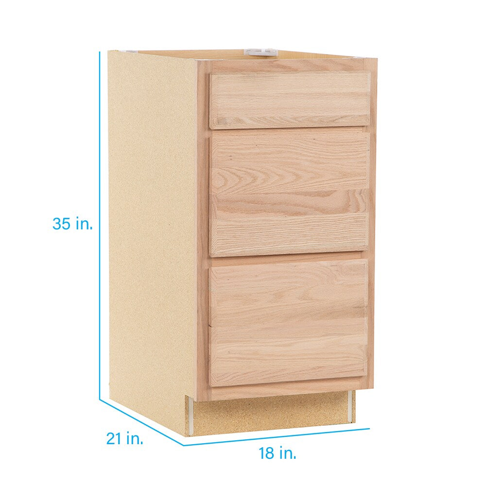 Project Source Ready to Finish 18-in W x 35-in H x 21-in D 3-Drawer Freestanding Cabinet Bank, Natural Rustic Oak