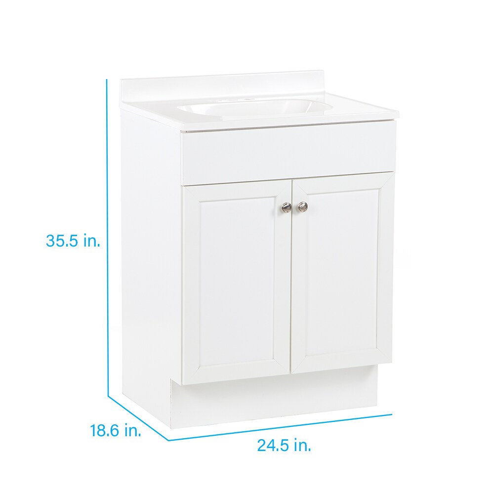 Project Source 24-in White Shaker Single Sink Bathroom Vanity with White Cultured Marble Top