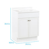Project Source 24-in White Shaker Single Sink Bathroom Vanity with White Cultured Marble Top