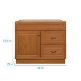 Project Source 36-in Golden Bathroom Vanity Base Cabinet without Top