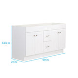 Project Source 60-in White Bathroom Vanity Cabinet (Base Only)