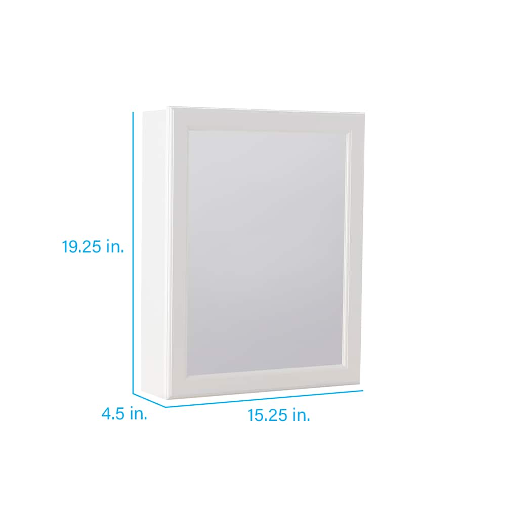 Project Source 15.25-in x 19.25-in Surface Mount White Mirrored Medicine Cabinet