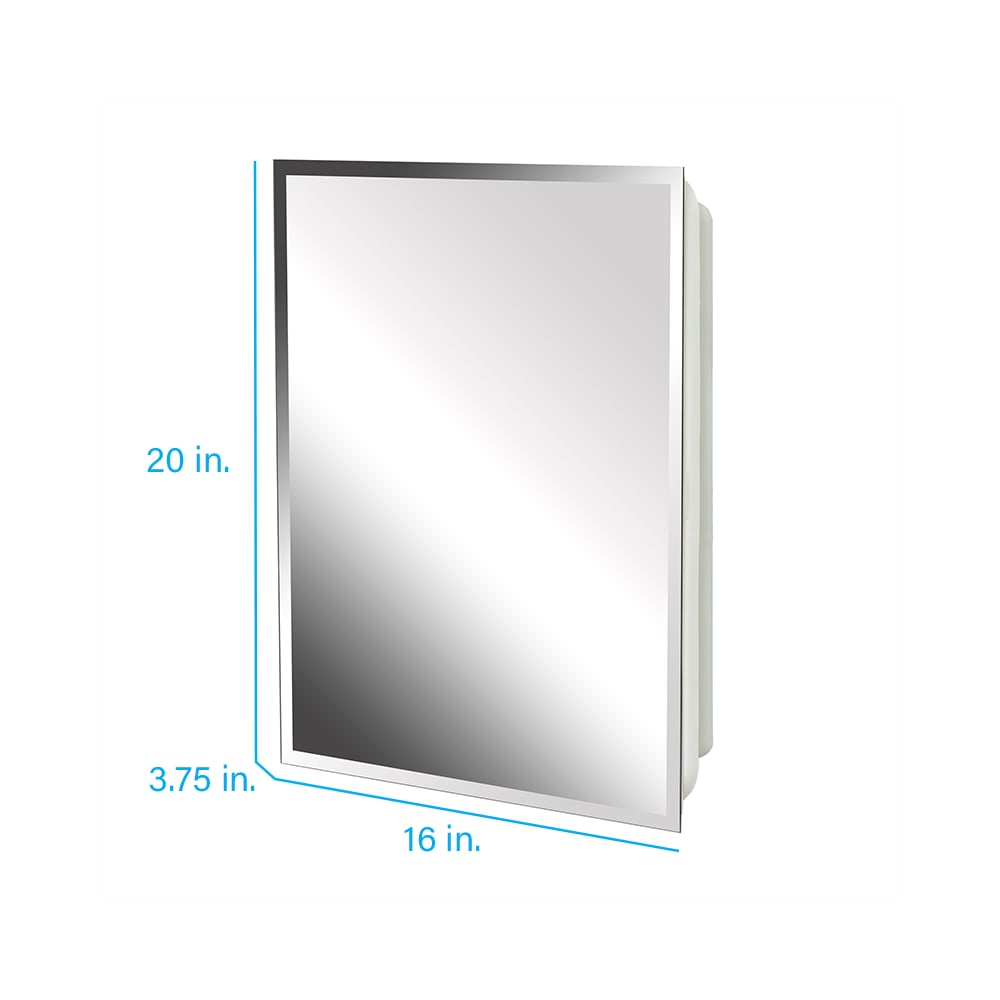 Project Source 16-in x 20-in Rectangle Surface/Recessed Frameless Mirrored Medicine Cabinet, White Plastic Body