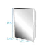 Project Source 16-in x 20-in Rectangle Surface/Recessed Frameless Mirrored Medicine Cabinet, White Plastic Body