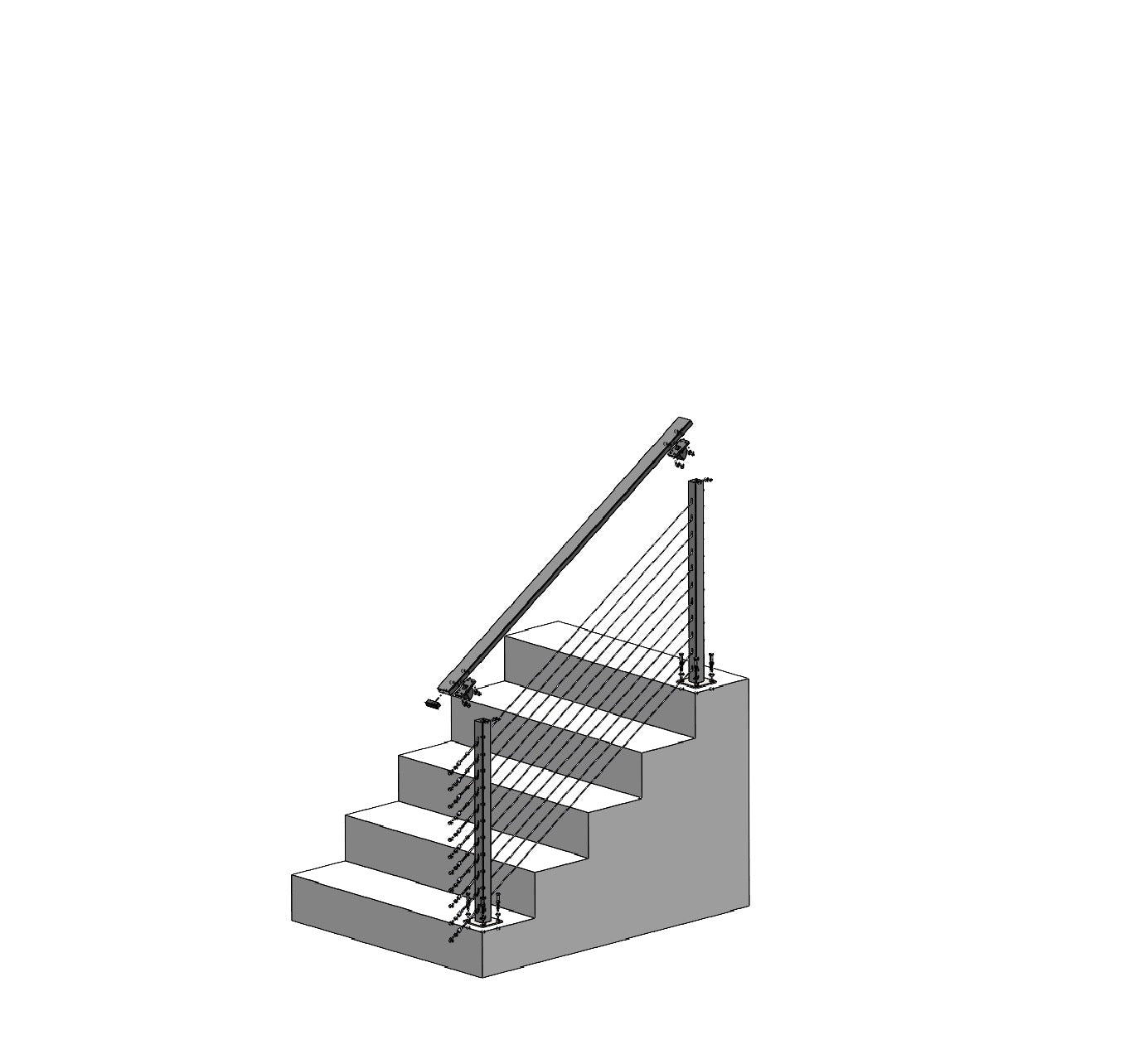 CityPost Stair Deck Mount 6-ft x 42-in Black Steel Deck Cable Rail Kit