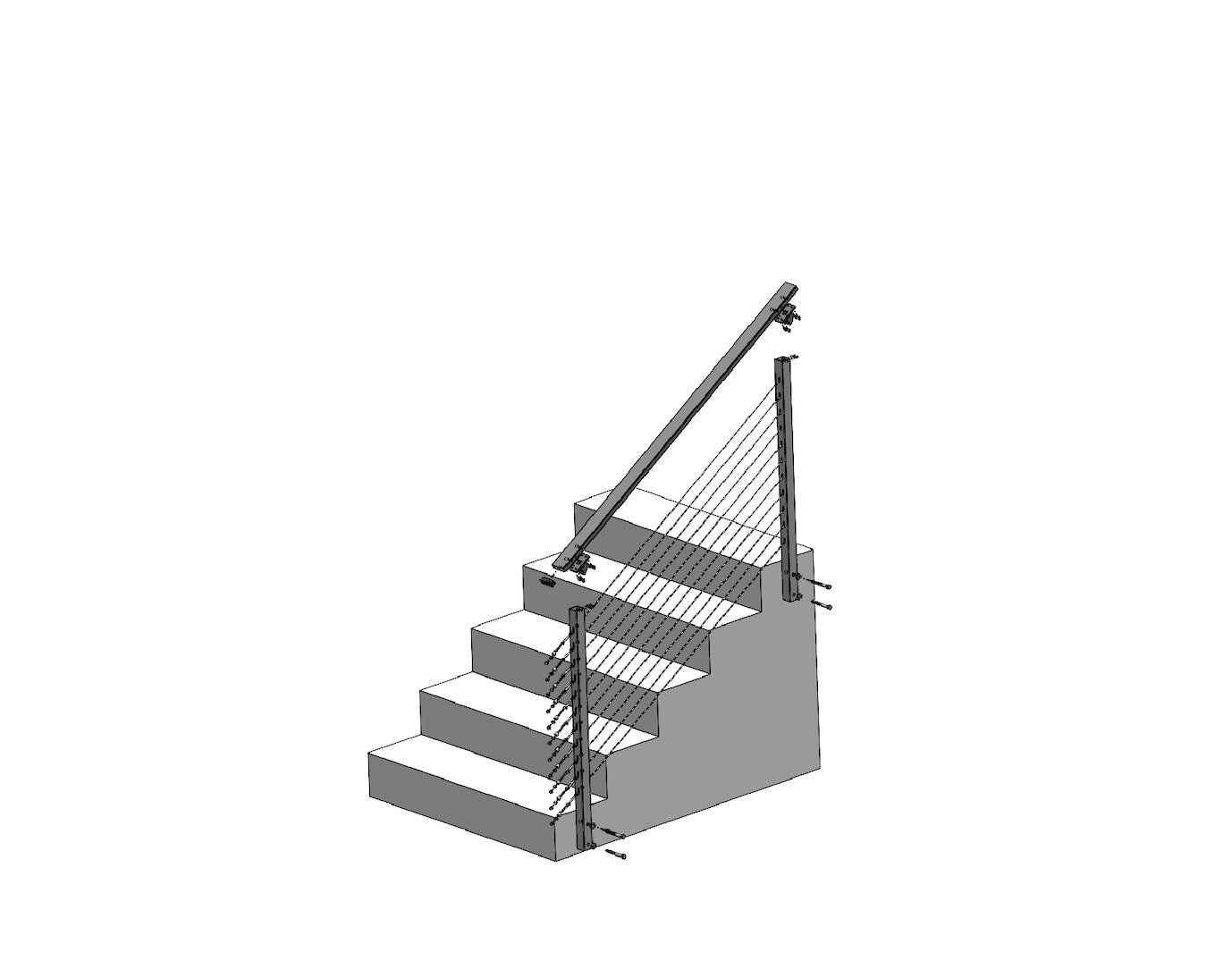 CityPost Stair Face Mount Steel Deck Cable Rail Kit