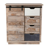 LuxenHome Rustic Wood, Distressed White, Distressed Blue Rustic Mdf Media Cabinet
