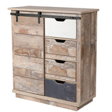 LuxenHome Rustic Wood, Distressed White, Distressed Blue Rustic Mdf Media Cabinet