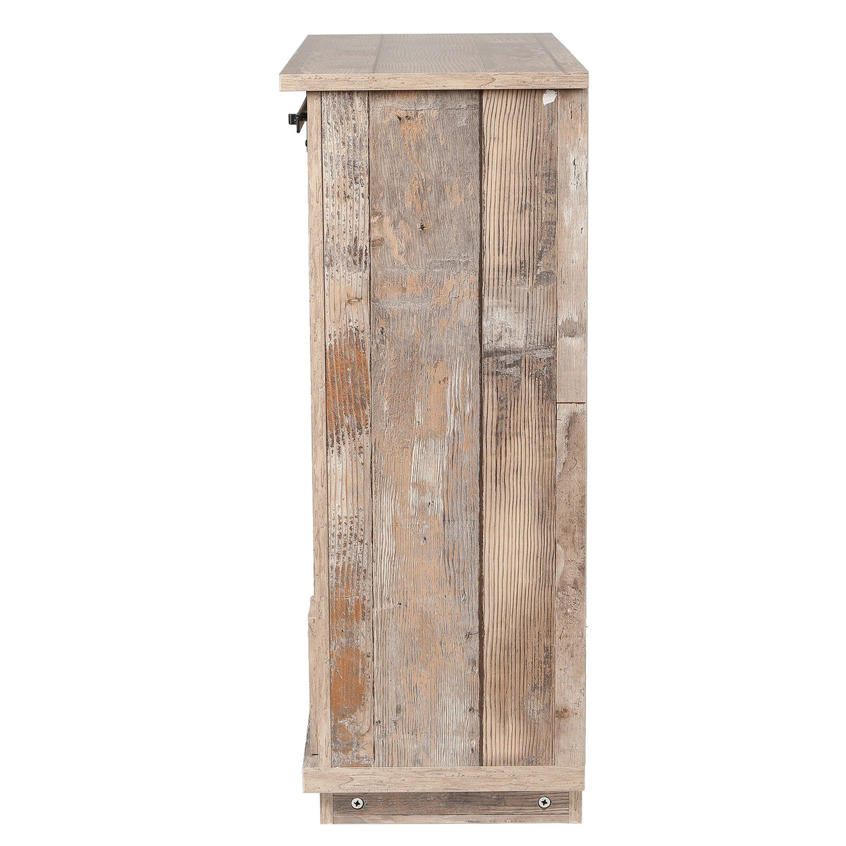 LuxenHome Rustic Wood, Distressed White, Distressed Blue Rustic Mdf Media Cabinet