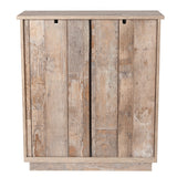 LuxenHome Rustic Wood, Distressed White, Distressed Blue Rustic Mdf Media Cabinet