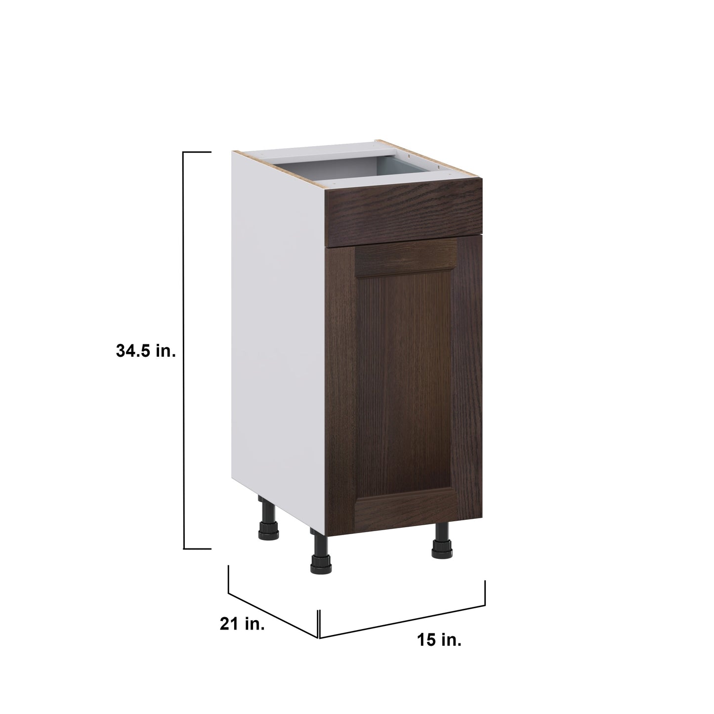 Hugo&Borg 15-in W x 34.5-in H x 21-in D Wood 1-Drawer Base Fully Assembled Cabinet (Recessed Panel Shaker Style)