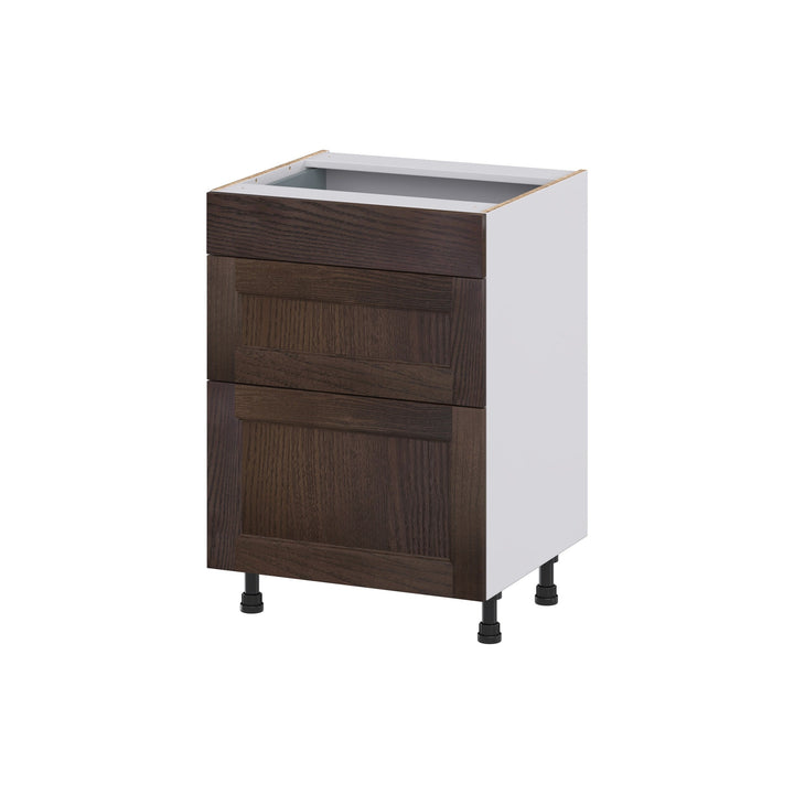 Hugo&Borg 24-in W x 34.5-in H x 21-in D Wood 3-Drawer Base Fully Assembled Cabinet (Recessed Panel Style)
