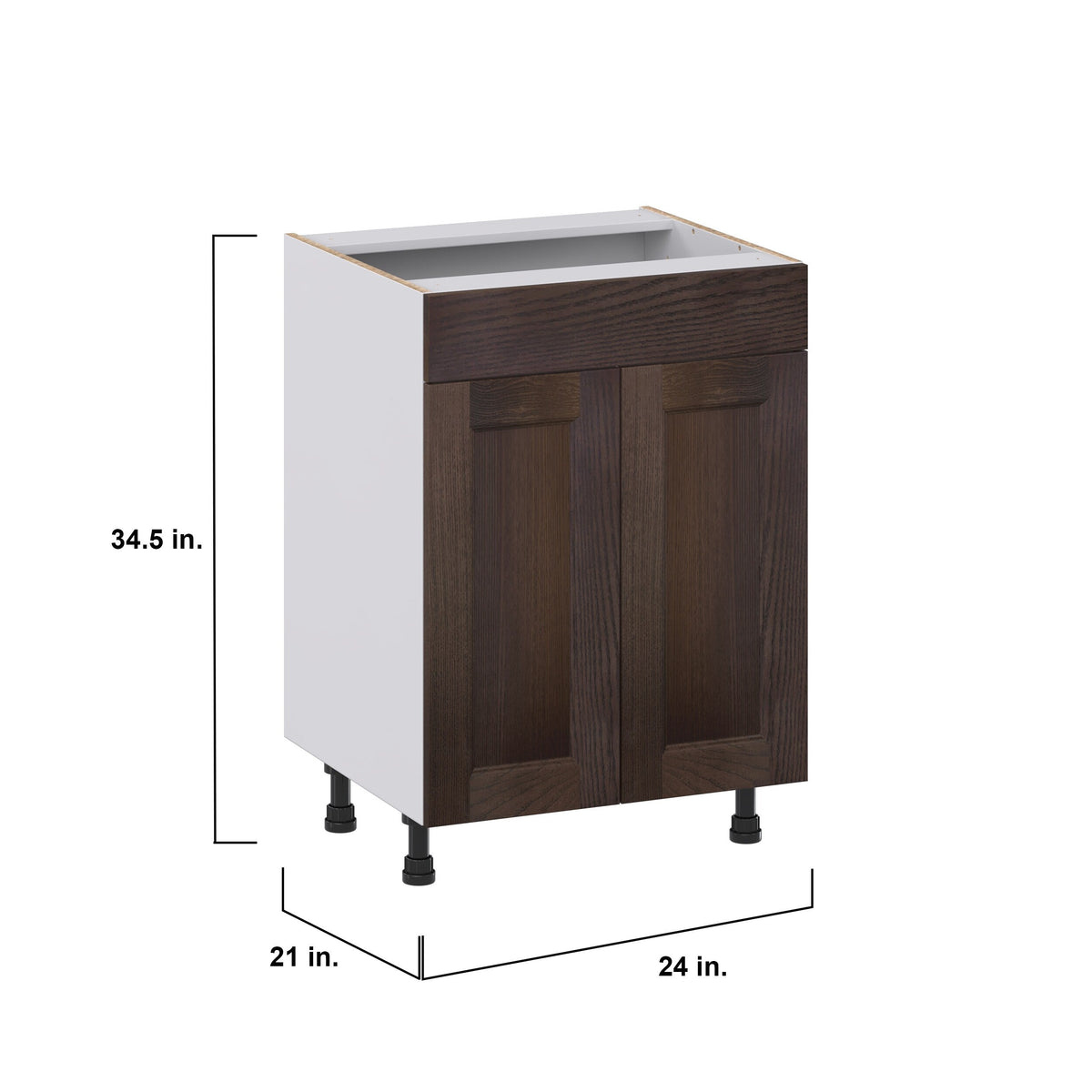 Hugo&Borg 24-in W x 34.5-in H x 21-in D Wood Sink Base Fully Assembled Cabinet (Recessed Panel Shaker Style)