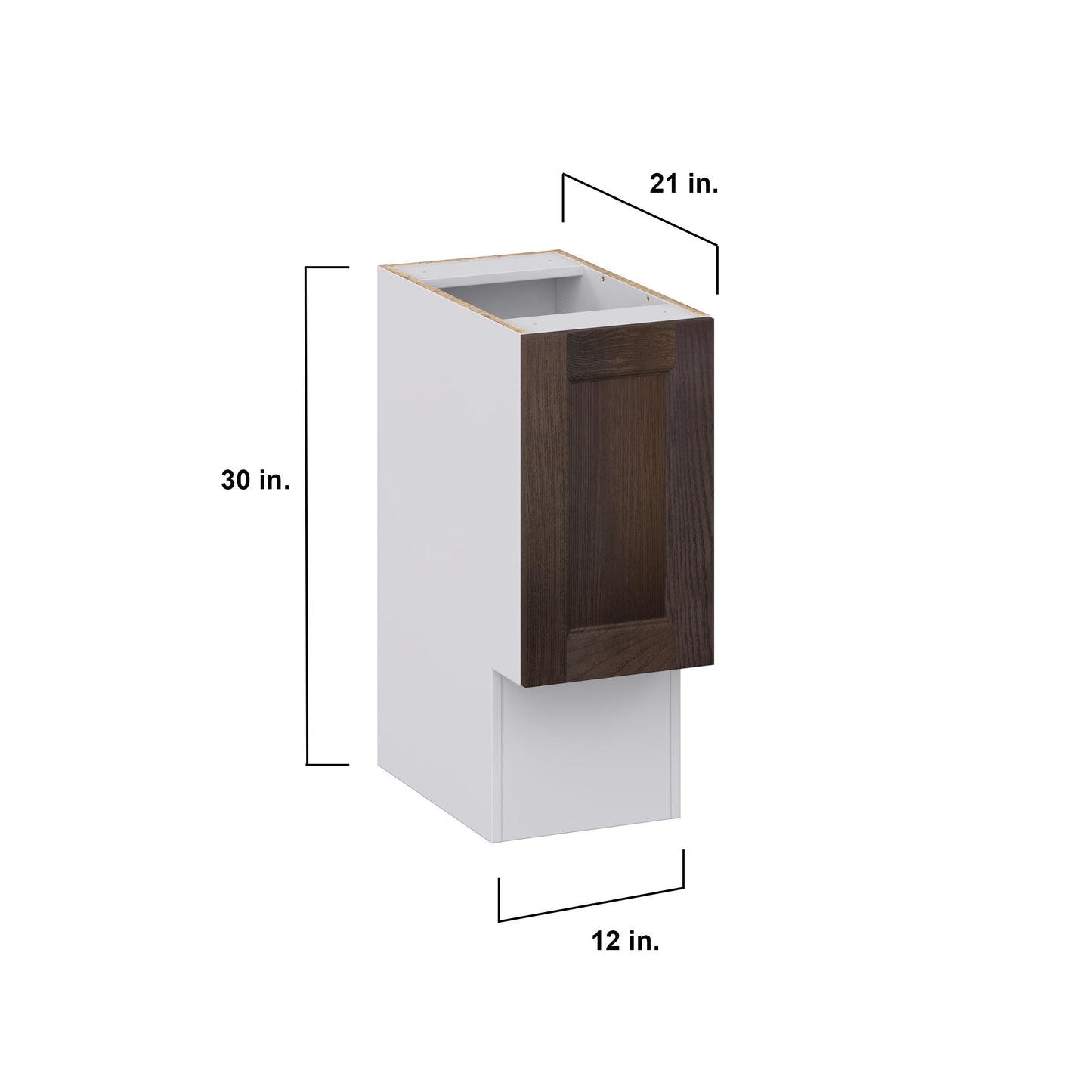 Hugo&Borg 12-in W x 34.5-in H x 21-in D Wood Base Fully Assembled Cabinet (Recessed Panel Shaker Door Style)