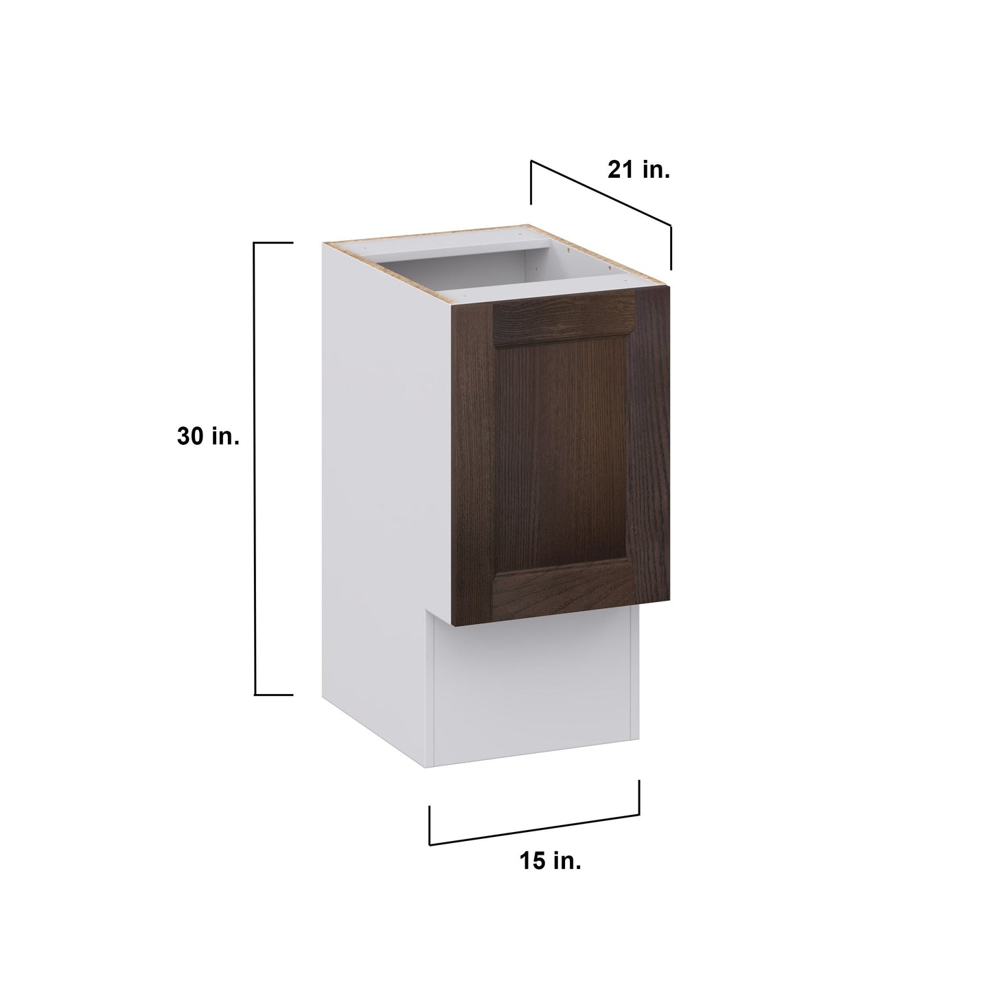 Hugo&Borg 15-in W x 34.5-in H x 21-in D Wood Base Fully Assembled Cabinet (Recessed Panel Shaker Door Style)