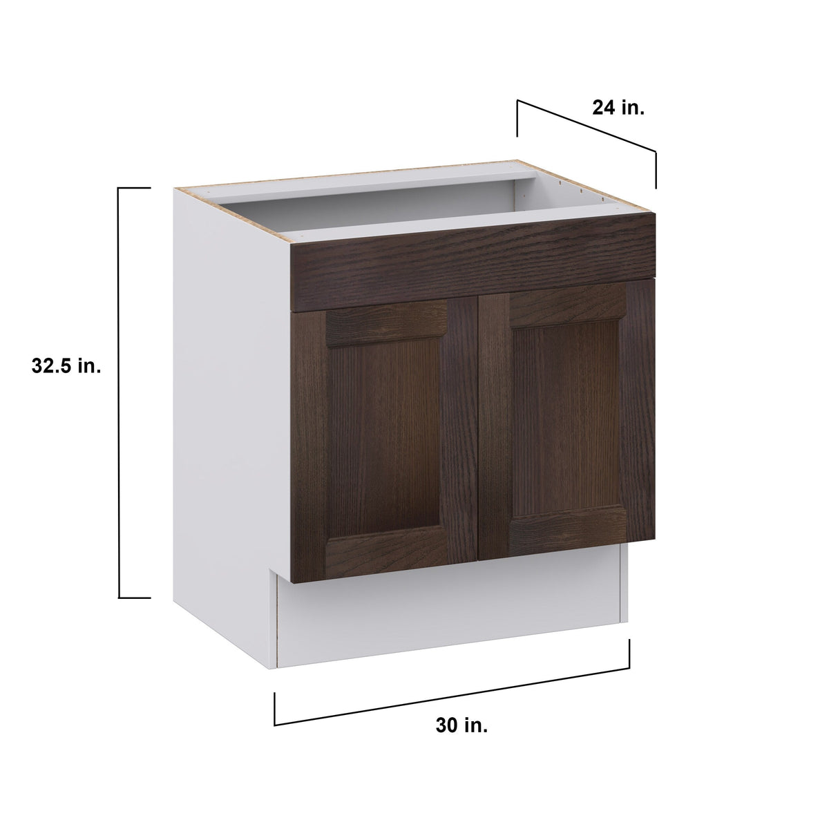 Hugo&Borg 30-in W x 32.5-in H x 24-in D Wood Base Fully Assembled Cabinet (Recessed Panel Shaker Door Style)